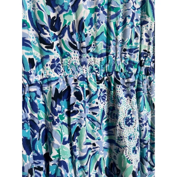 Women's Lilly Pulitzer Faux Dress Romper Size S Blue Floral Sleeveless - Picture 7 of 10